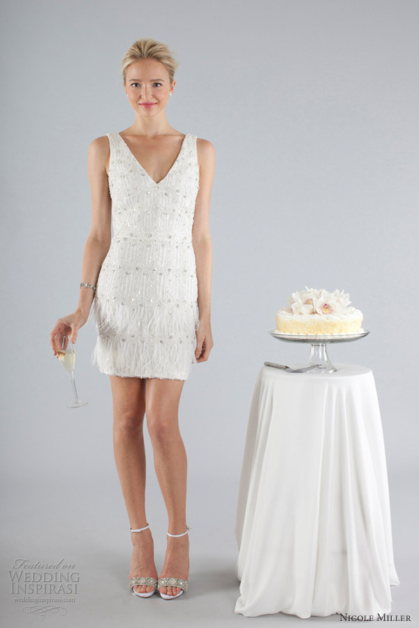 nicole miller short wedding dresses fall 2013 sleeveless fringe dress