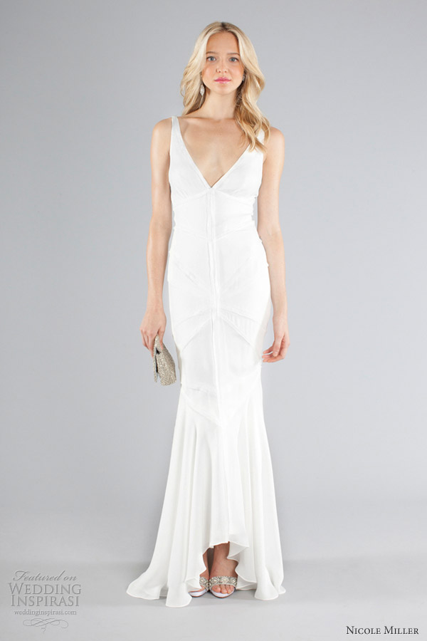 nicole miller wedding dresses fall 2013 bridal sleeveless mermaid gown high low hem