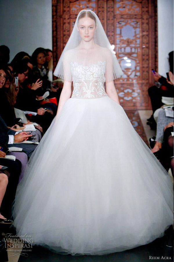 reem acra wedding dresses fall 2013 ball gown lace bodice