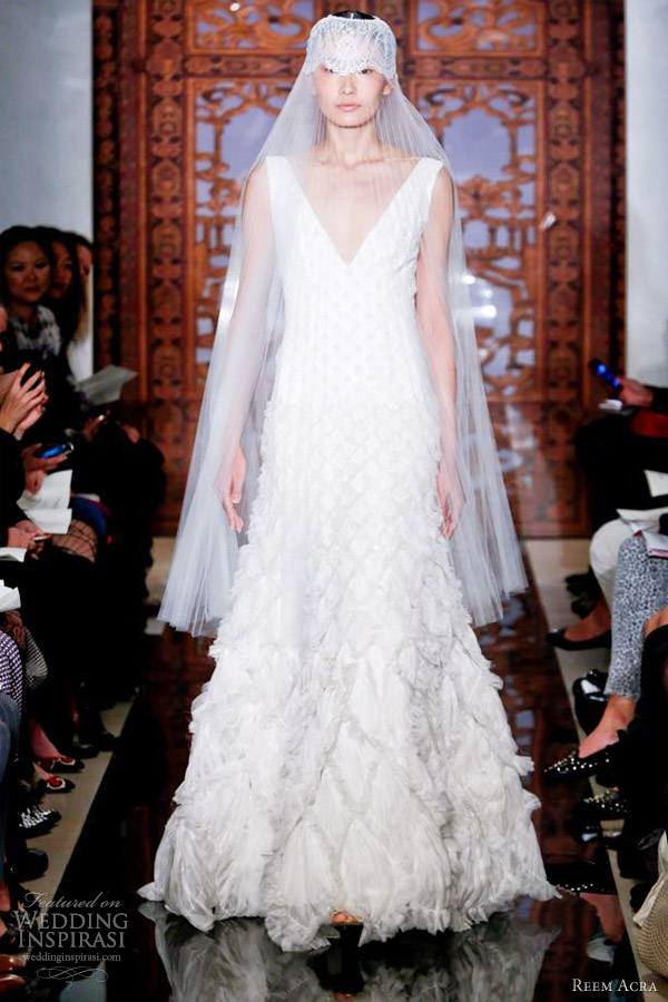 reem acra wedding dresses fall 2013 sleeveless v neck gown