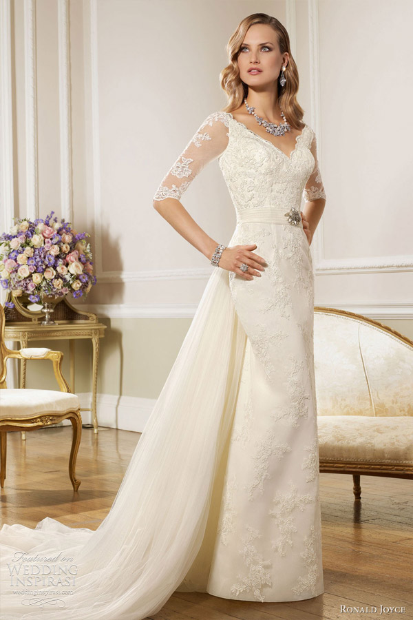 ronald joyce wedding dresses 2013 lace sheath gown sleeves