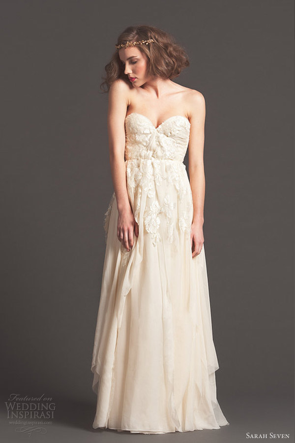 sarah seven fall 2013 bridal cascade strapless wedding dress