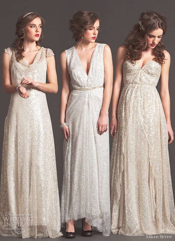 sarah seven wedding dresses fall 2013 bridal shimmering enlightened golden lights gowns