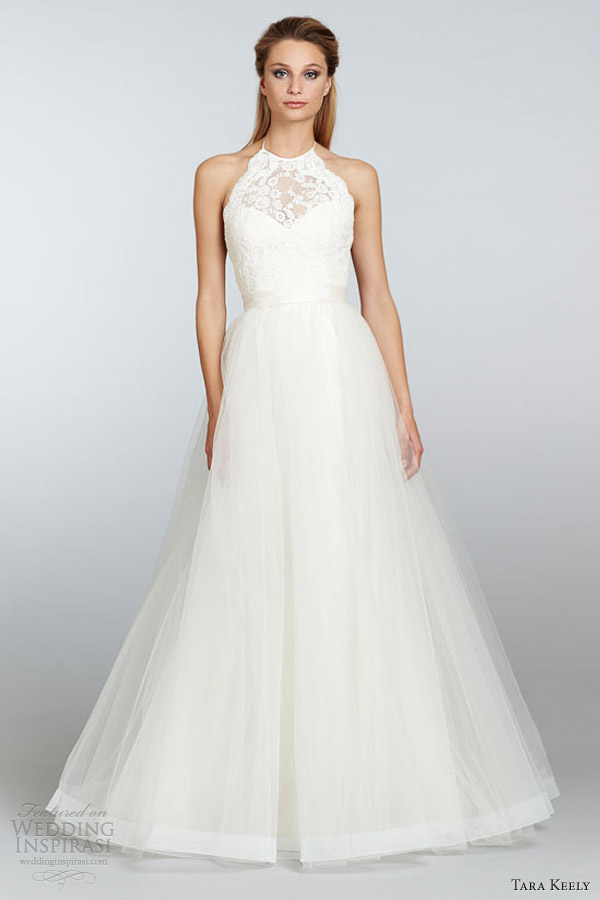 tara keely spring 2013 trumpet gown tulle lace halter neck