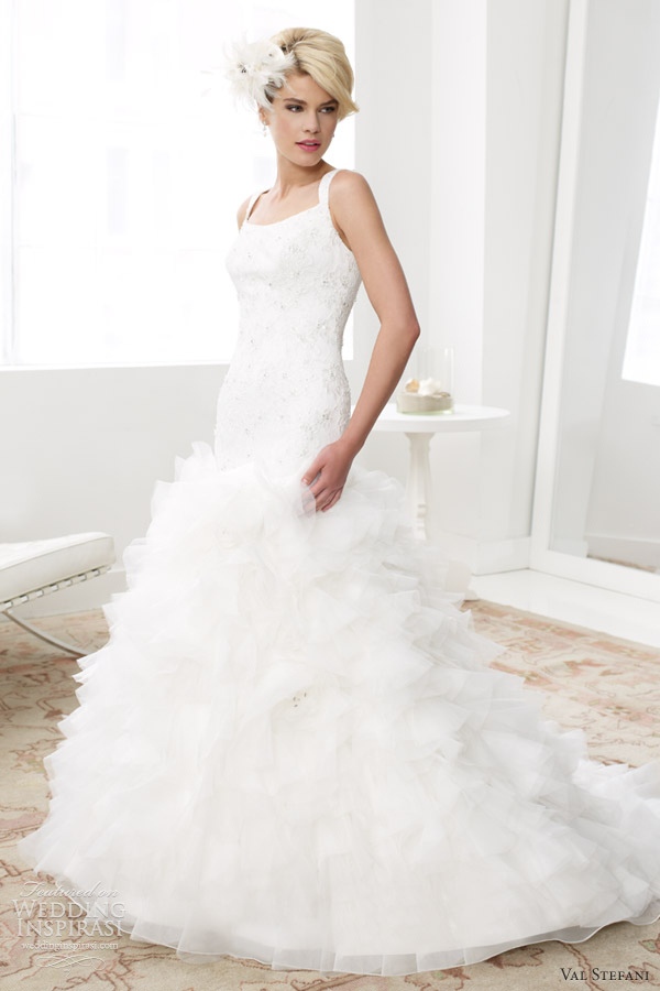 val stefani bridal spring 2013 sleeveless fit flare silky organza wedding dress d8030