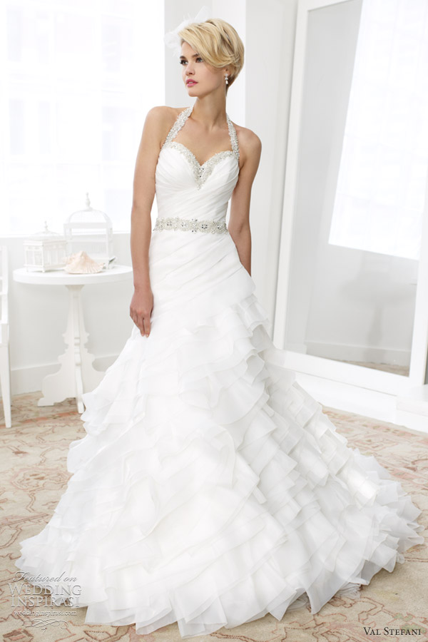 val stefani spring 2013 beaded halter fit flare wedding dress d8031