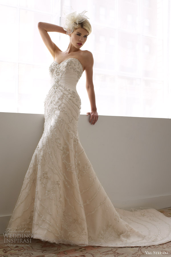 val stefani spring 2013 strapless re embroidered lace mermaid gown d8038