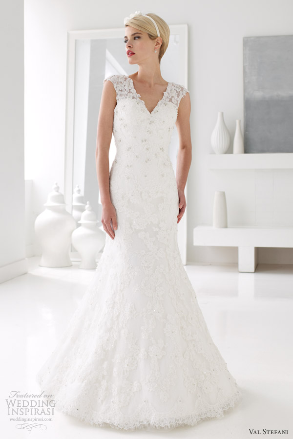 val stefani wedding dresses spring 2013 illusion sleeves mermaid gown d8032