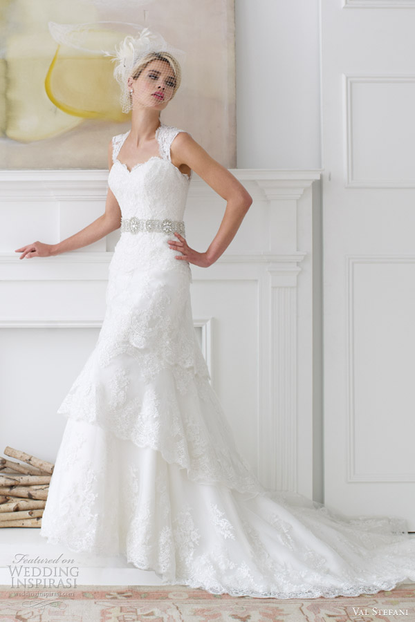 val stefani wedding dresses spring 2013 lace trumpet gown cap sleeves d8037