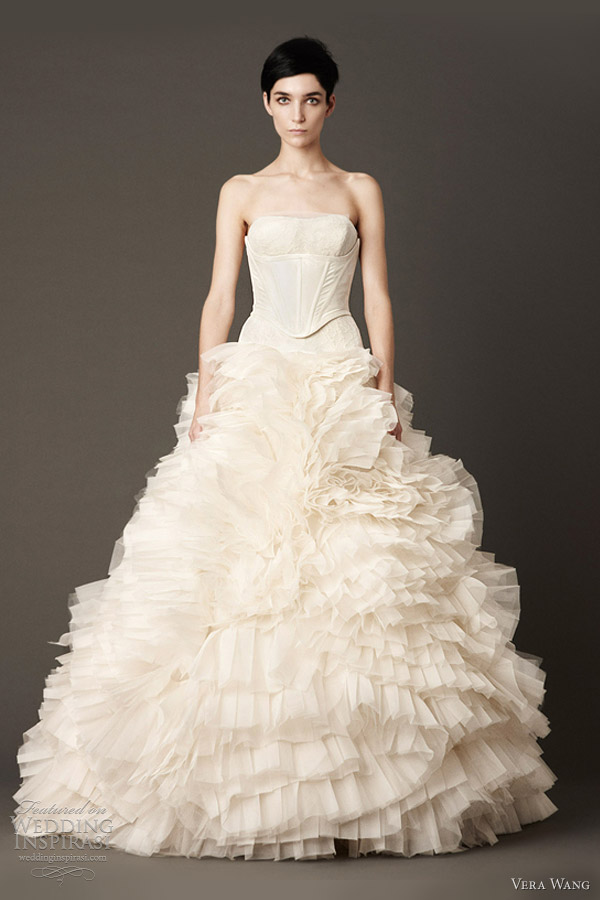 vera wang fall 2013 bridal wedding dress strapless drop waist modified ball gown