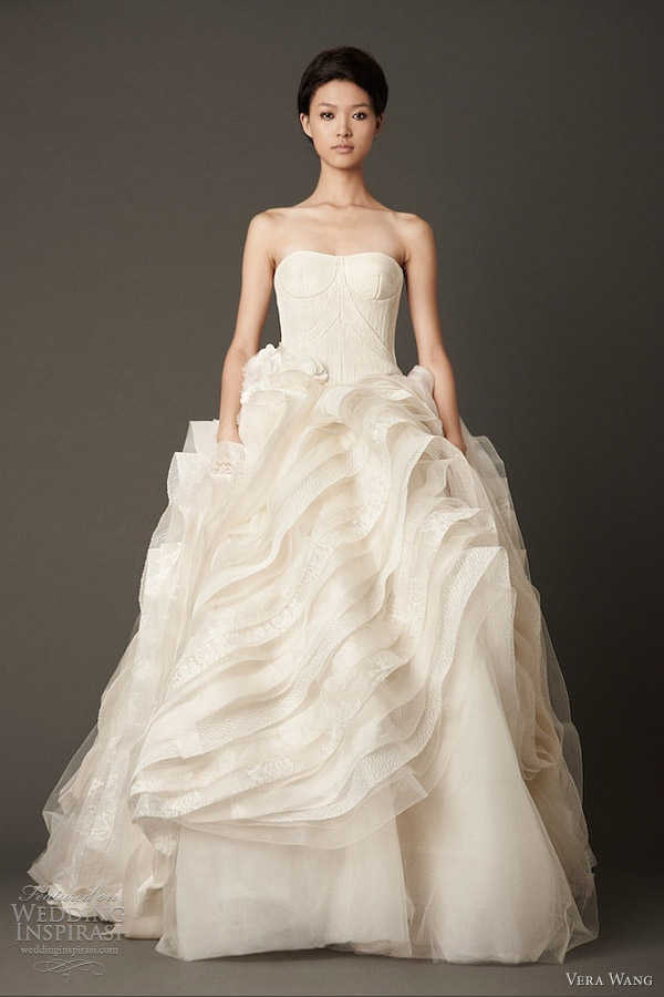 vera wang wedding dresses fall 2013 bridal strapless ball gown flange skirt corded bodice