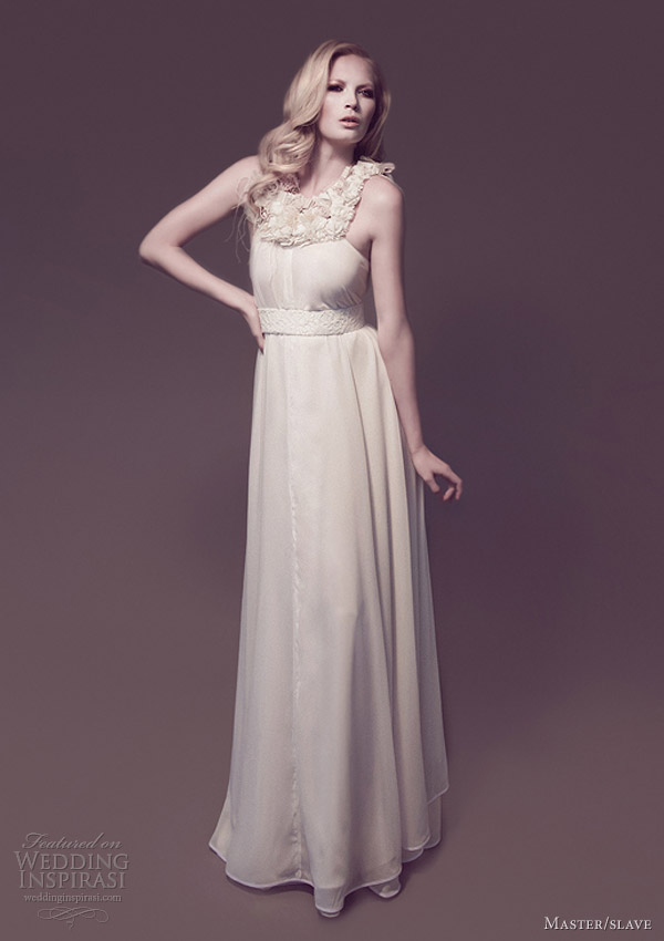 weddings by master slave bridal collection imogen draped gown decorated yoke