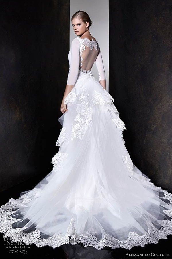 alessandro couture bridal 2013 wedding dress sleeves portrait back