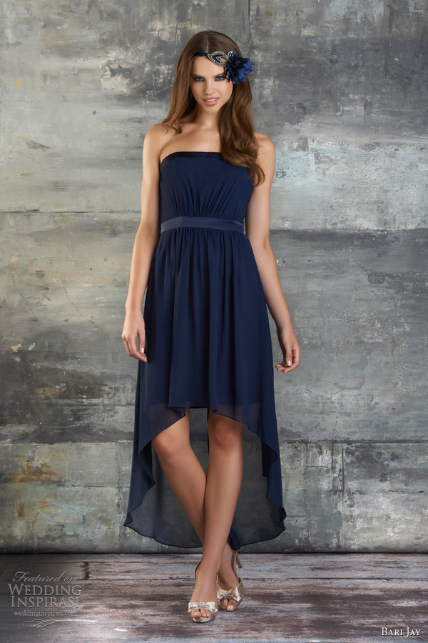 bari jay spring 2013 style 662 strapless chiffon highlow bridesmaid dress