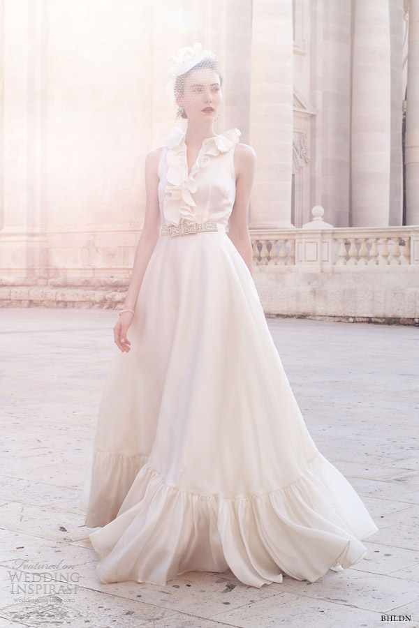 bhldn bridal 2013 caroline sleeveless ruffle neck gown fancy