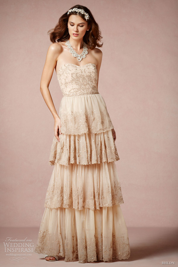 bhldn color wedding dress 2013 bridal rosecliff strapless gown candela