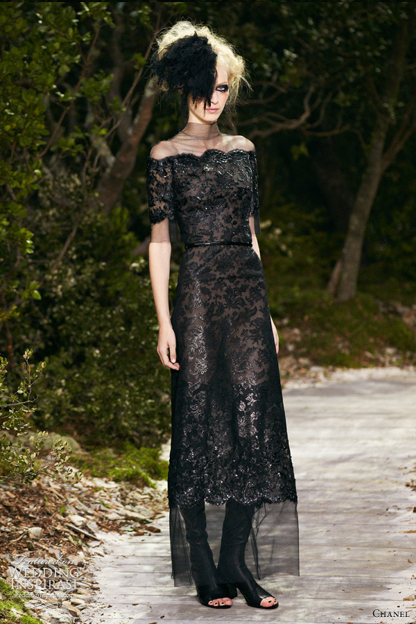 chanel couture spring summer 2013 black lace dress
