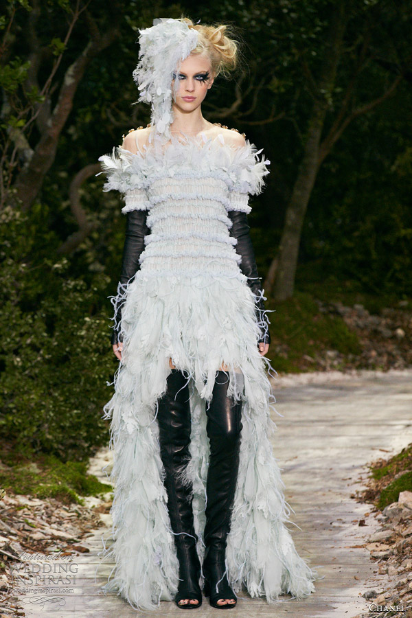 chanel spring 2013 couture pale blue feather dress