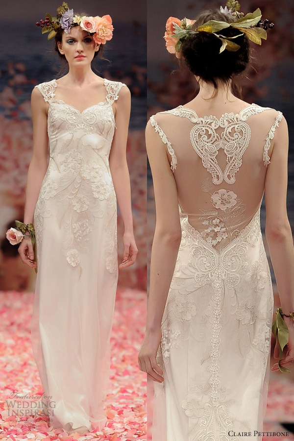 claire pettibone spring 2013 alma sheath wedding dress cap sleeves illusion back