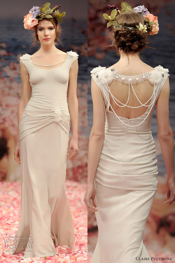 claire pettibone spring 2013 clio sheath wedding dress pearl string back