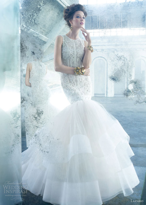 lazaro spring 2013 sleeveless mermaid style lz3301