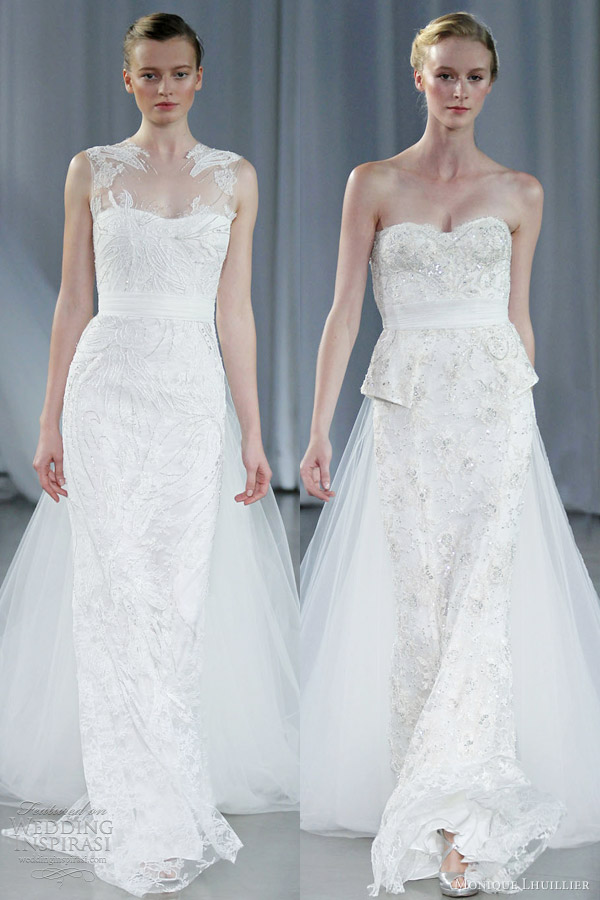 monique lhuillier bridal fall 2013 wedding dresses renoir opulence detachable tulle train