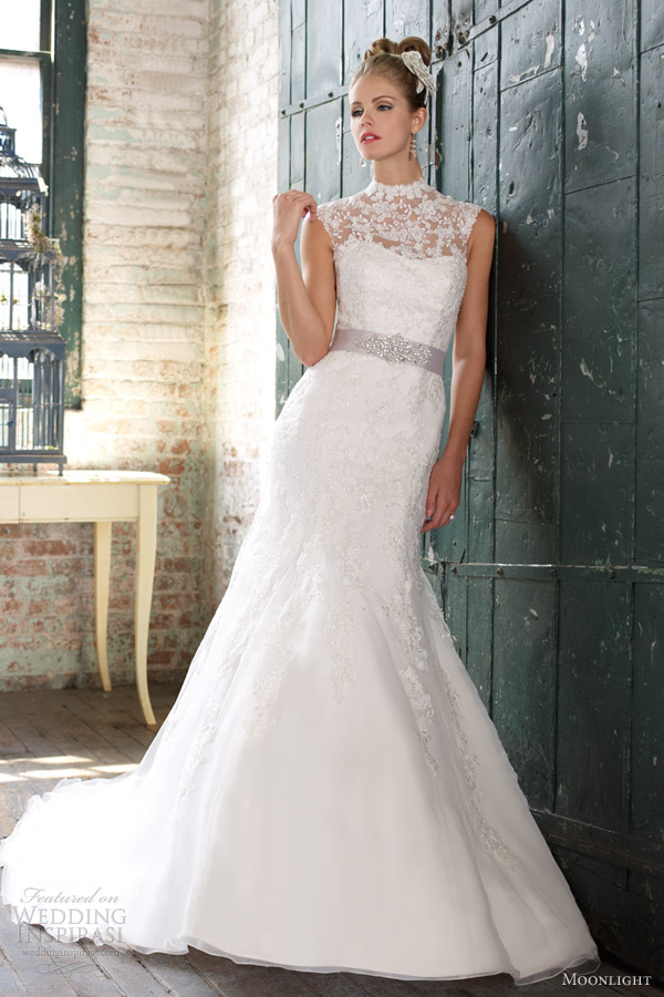 moonlight wedding dresses spring 2013 lace fit flare gown j6263