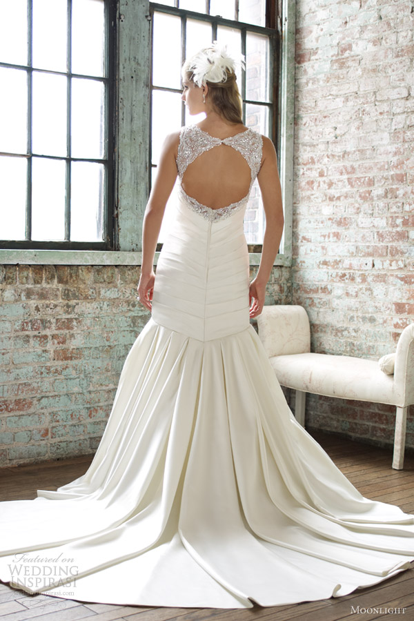 moonlight wedding dresses spring 2013 mermaid gown beaded straps keyhole back train j6262