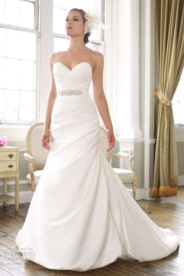 moonlight wedding dresses spring 2013 strapless satin mermaid gown j6255