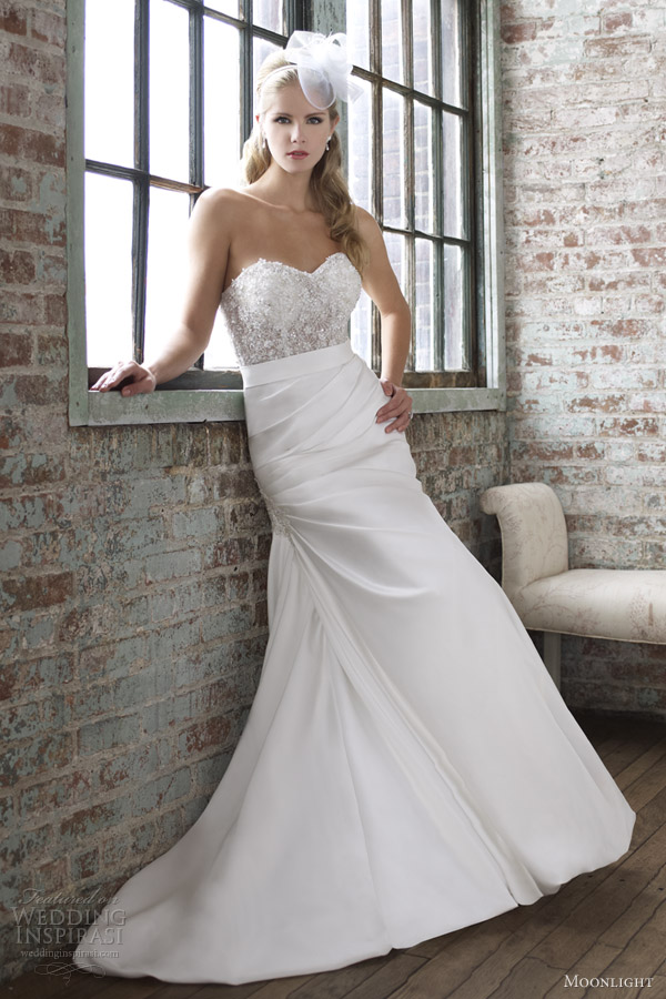 moonlight wedding dresses spring 2013 strapless trumpet gown illusion bodice j6260