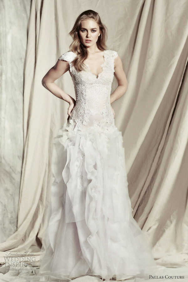 pallas couture wedding dresses 2013 2014 ezeldina cap sleeve bridal gown