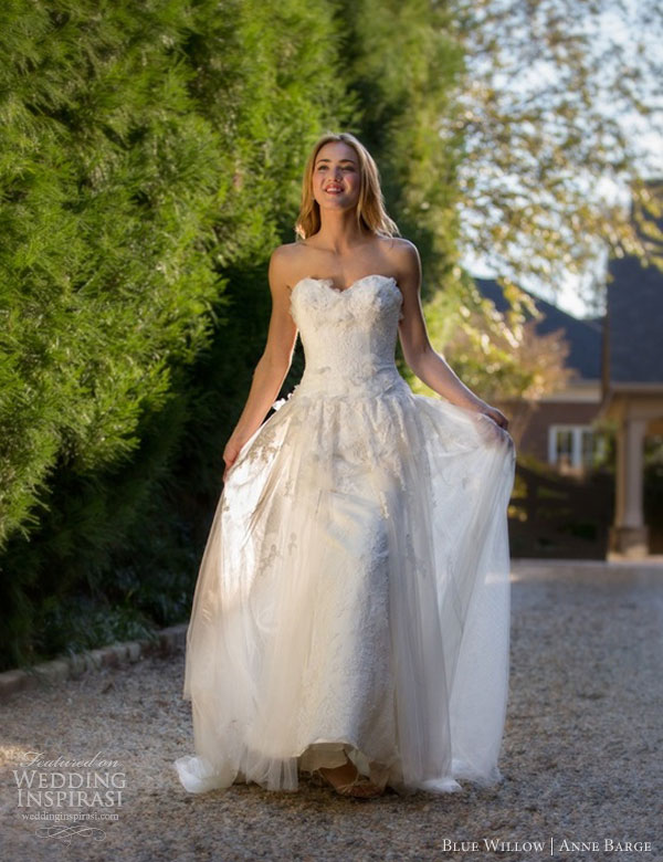 blue willow anne barge fall 2013 summer strapless wedding dress