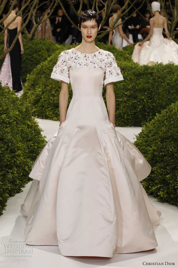 christian dior spring summer 2013 couture pink dress sleeves