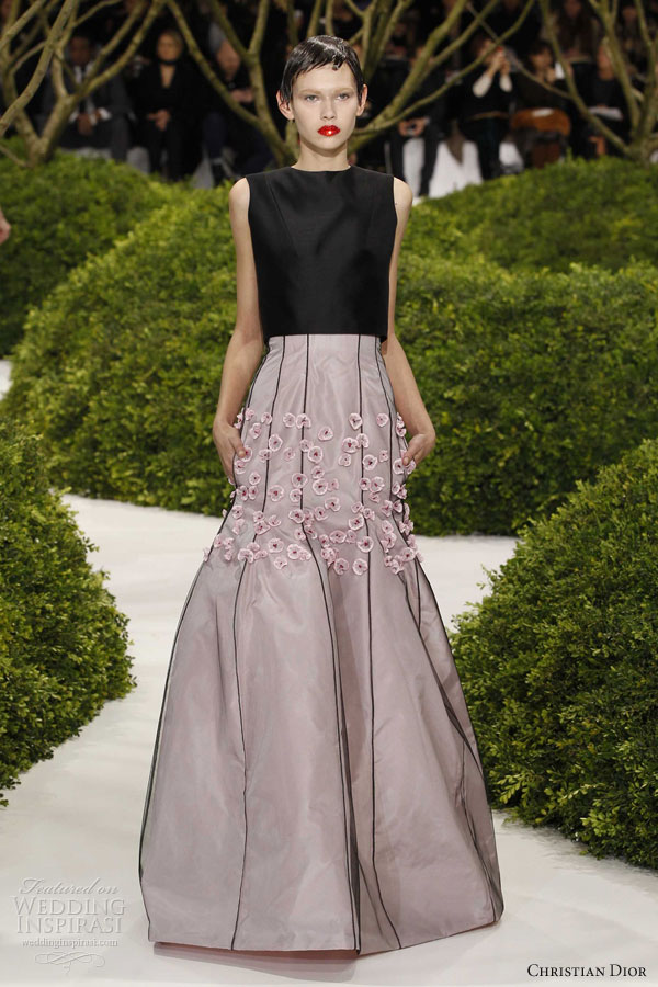 dior couture spring summer 2013 sleeveless black pink gown