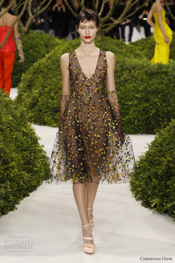 dior spring 2013 couture sleeveless black dress floral