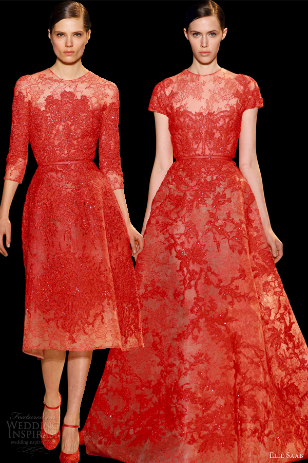 eli saab spring 2013 couture red dresses sleeves