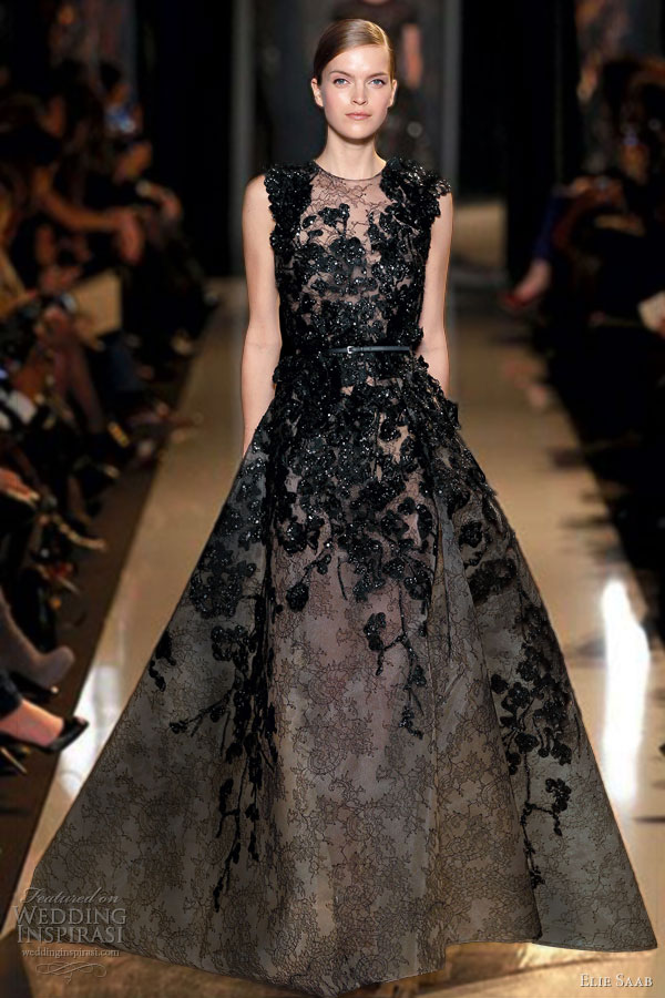 elie saab spring 2013 couture black lace gown
