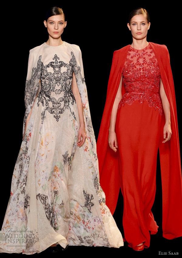 elie saab spring 2013 couture runway trend gown cape