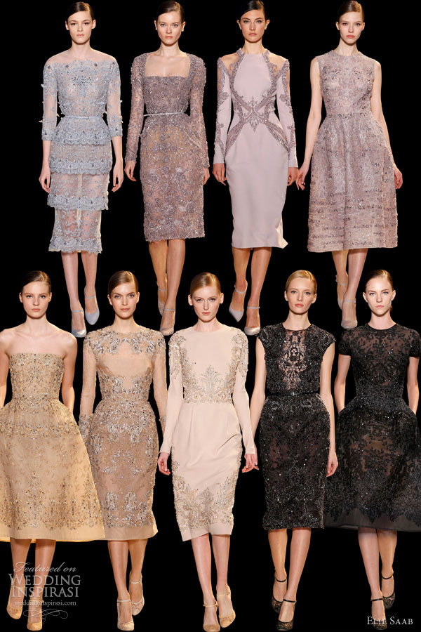 elie saab spring 2013 couture short embroidered dresses strapless sleeves