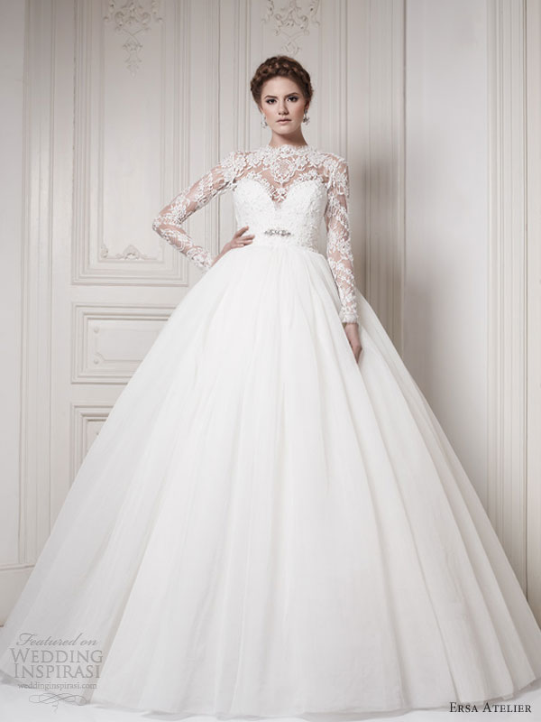 ersa atelier 2013 wedding dress ball gown long sleeves