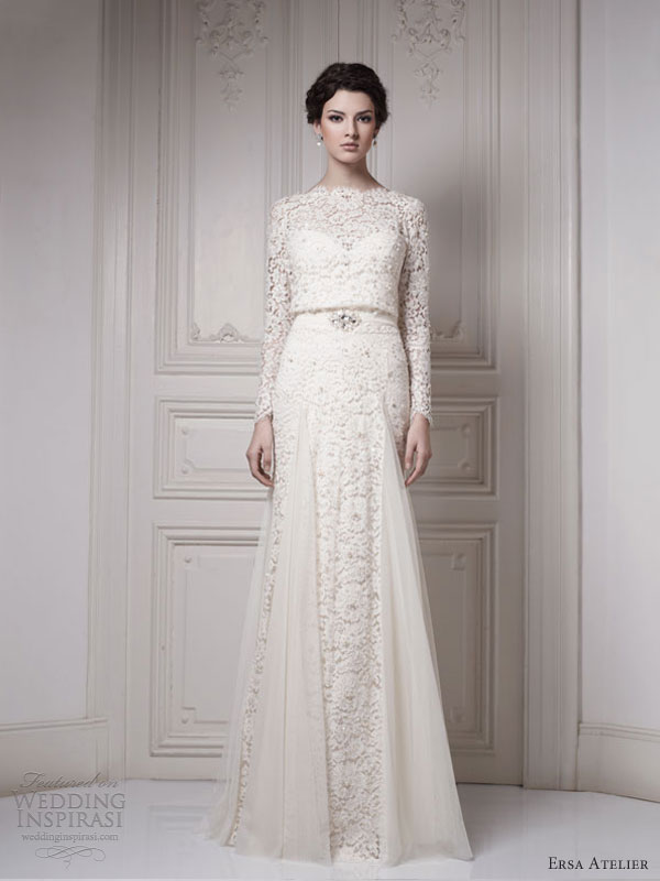 ersa atelier bridal 2013 long sleeve lace wedding dress