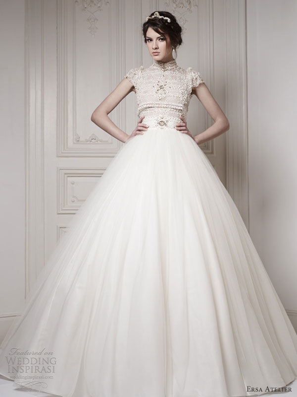 ersa atelier wedding dresses 2013 ball gown short sleeves