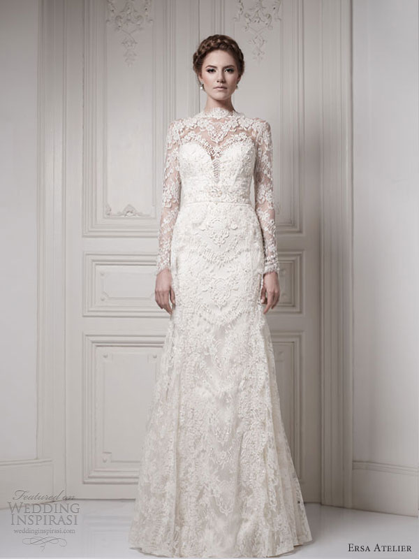 ersa atelier wedding dresses 2013 long sleeve lace bridal gown