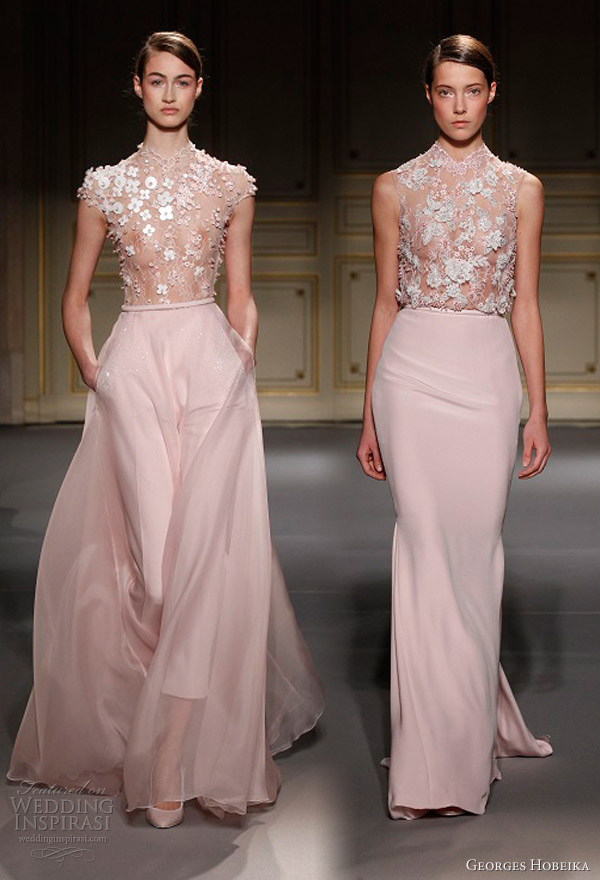 georges hobeika spring summer 2013 couture pale pink wedding dress