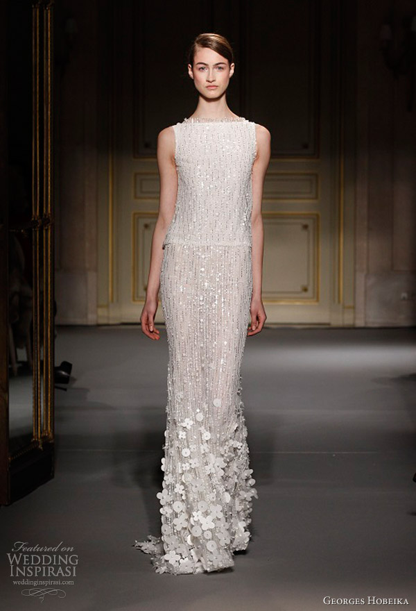 georges hobeika spring summer 2013 couture sleeveles white sequin dress