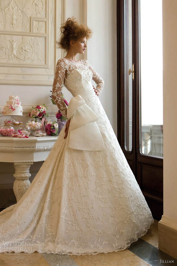 jillian sposa 2013 illusion long sleeve wedding dress