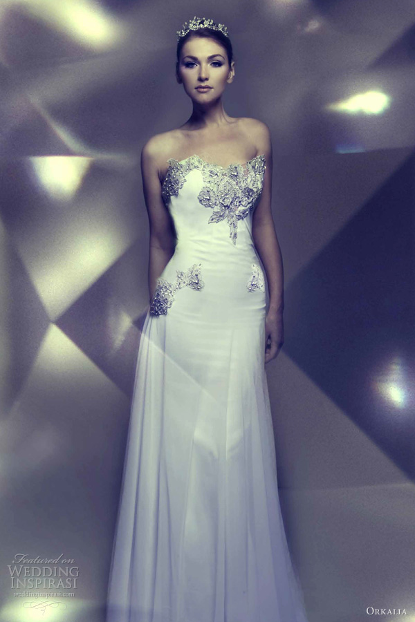 orkalia wedding dress 2013 bridal couture strapless gown embellished