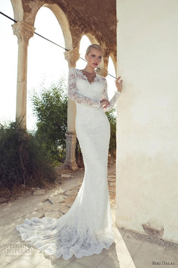 riki dalal 2013 long sleeve wedding dress