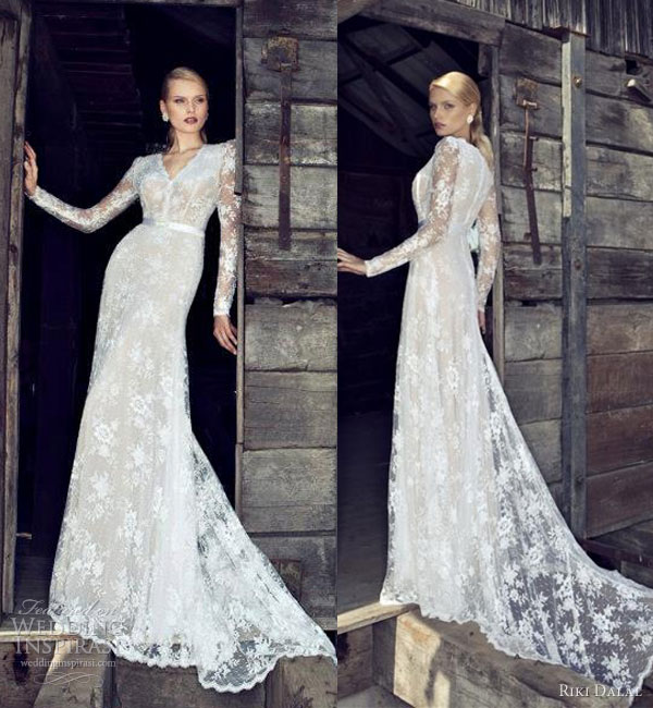 riki dalal long sleeve wedding dress 2013