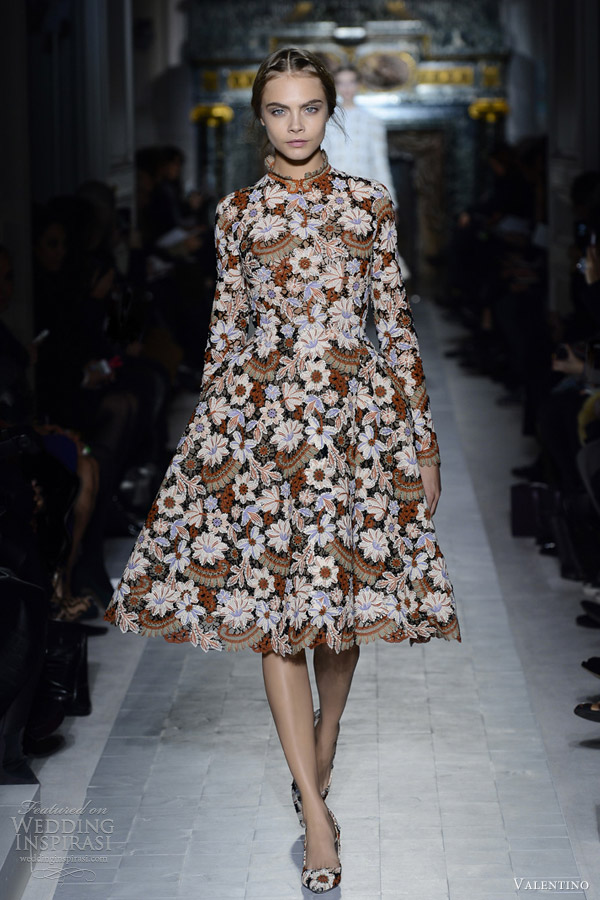 valentino spring 2013 couture multi color long sleeve short dress